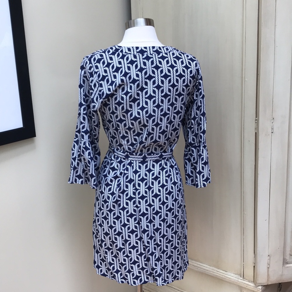 Escapada Bell Sleeve Navy and White Rope Dress - Picture 3 of 10